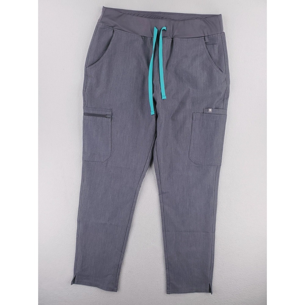 Figs Scrub Pants Womens Large Gray Yola High Waist Cargo Bottoms Medical Nursing